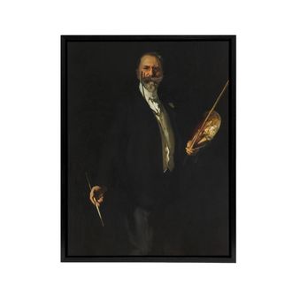 Artery8 Artist William Merritt Chase Portrait Sargent Framed Canvas Wall Art in Black | Size: W24 x H32