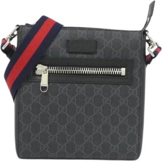 Gucci Pre-owned Cross Body Bags, male, Black, Size: ONE SIZE Pre-owned GG Supreme Canvas Shoulder Bag