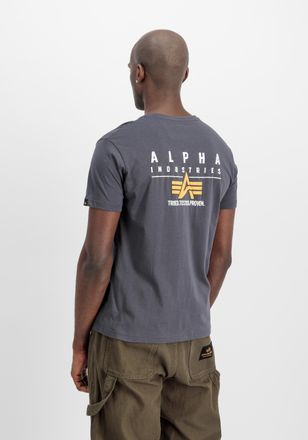 Alpha Industries T-Shirt ALPHA INDUSTRIES Puff Print Logo Backprint T-Shirt, Herren, Gr. XL, grau (vintage grau), Obermaterial: 100% Baumwolle, Shirts T-Shirt