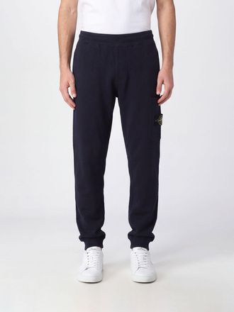Stone Island Pantaloni jogging in lana con logo Compass e vita elasticizzata