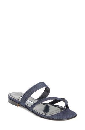 Manolo Blahnik Susaperf Crossover Sandal in Dark Chambray Blue at Nordstrom Rack, Size 6Us / 36Eu