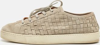 Santoni Grey Suede Low Top Sneakers