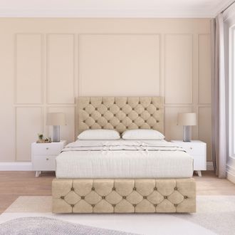 Sloomy Watson Coniston Bed Set, No Drawers Mattress & 54 Headboard in Cream | Size: Double