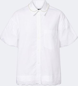 Simone Rocha Embellished scalloped cotton shirt