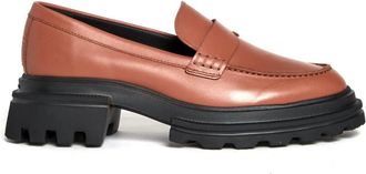 Hogan Leren Mocassin Loafer - Dames - Loafers - Bruin - 40 EU - Leer - Schoenen