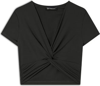 Freddy T-shirt cropped con effetto raccolto
