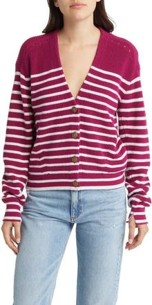 Rag & Bone Brianne Stripe Cotton & Cashmere Cardigan in Fuamlt at Nordstrom Rack, Size X-Small