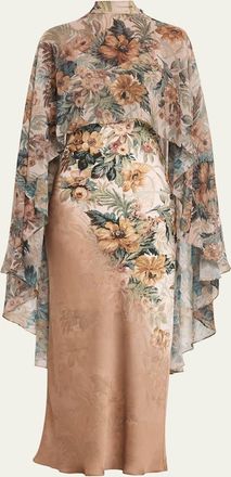 Kobi Halperin Joy Floral-Print Maxi Dress with Cape