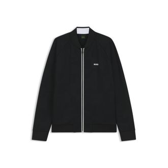 BOSS Triangle-jacquard zip-up sweatshirt with rubberized logo