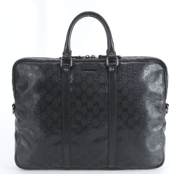 Gucci Black Leather Briefcase Tote Bag (Pre-Owned)