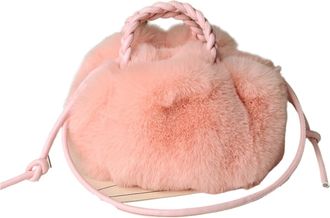 Generic Womens Plush Bags Fur Womens Shoulder Bags Warm Plush Wrist Furry Short Handle Tote Bag Ladies Handbags(Pink)
