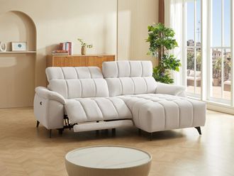 Vente-Unique Divano relax elettrico in Tessuto testurizzato Beige - Angolo a destra - CELTIMO