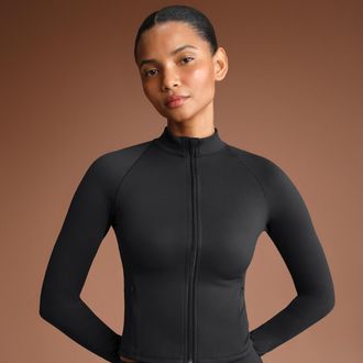 Nike Womens SKIMS Matte Mock-Neck Full-Zip Jacket in Black | ZUZUP8315W-OBD