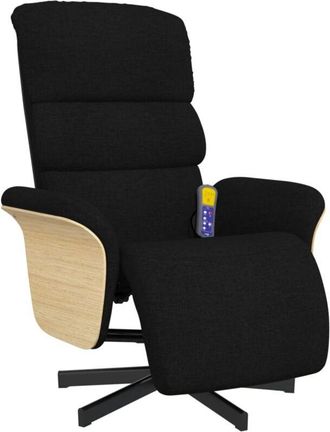 vidaXL Poltrona Reclinabile Massaggiante con Poggiapiedi Nera Tessuto - Vidaxl