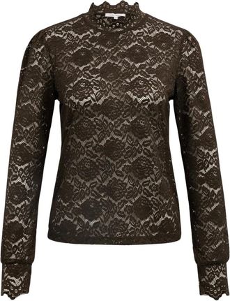 YaYa Top de encaje con cuello alto - Tops - Mujer - Marr&oacute;n - XS