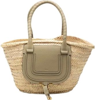 Chlo&eacute; Pre-owned Tote Bags, female, Beige, Size: ONE SIZE Pre-owned Woven Raffia Tote