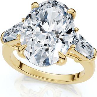 Pompeii3 Certified 4 1/3Ct Oval & Baguette Diamond Engagement Ring 14k Gold/Pt Lab Grown