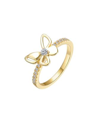 Rachel Glauber 14K Plated Cz Butterfly Ring