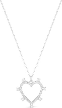 Sphera Milano Cubic Zirconia Open Heart Pendant Necklace in Silver at Nordstrom Rack