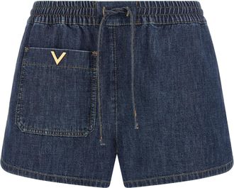 Valentino Garavani Blue Cotton Bermuda Womens Shorts
