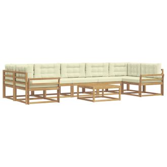 vidaXL Conjunto De Sof&aacute;s De Exterior Con Coj&iacute;n 6 Pcs Blanco Y Crema Vidaxl