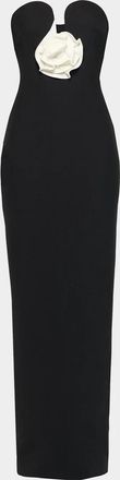 Roland Mouret Strapless Rosette Column Gown