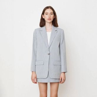 Baum Und Pferdgarten Balca Jacket In Grey Pinstripe
