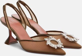 Amina Muaddi Begum embellished mesh slingback pumps
