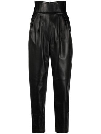 Philipp Plein high-waisted leather trousers - women - Spandex/Elastane/Polyester/Lamb Skin - S - Black