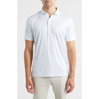 Johnnie-O Tini Dancer Martini Print Featherweight Performance Polo in White at Nordstrom, Size Xx-Large