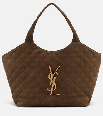 Saint Laurent Icare Medium quilted suede shopper