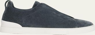 Ermenegildo Zegna Mens Triple Stitch Suede Sneakers