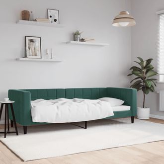 vidaXL Sof&aacute; Cama Sin Colch&oacute;n Terciopelo Verde Oscuro 80x200 Cm Vidaxl