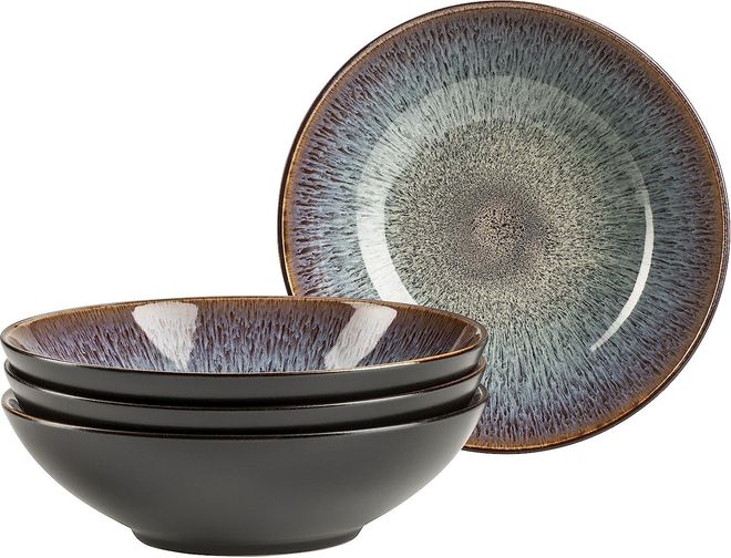 Mäser 935130 Serie Teona, 4er Suppenteller Set mit grün-brauner Reaktivglasur, 4 große tiefe Teller für Pasta und Suppen aus Keramik in modern dezenter Coup ab 40,56 €