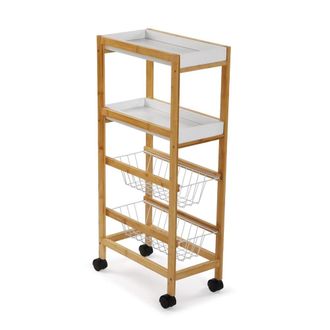 VERSA Carro de cocina con 4 estantes en aglomerado efecto madera blanco