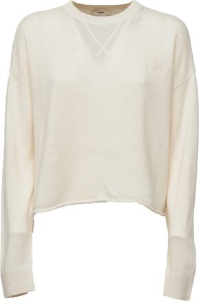 Autry Grey V-Stitch Ribbed Wool Sweater