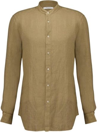 Boglioli Bruine Linnen Overhemd Casual Elegantie - Heren - Casual Overhemden - Bruin - M - Linnen - Overhemden