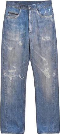 Jucca Jeans, female, Blue, Size: 2XS Denim-Print Straight Trousers