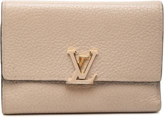 Louis Vuitton Beige Galle Leather Wallet (Tri-Fold) (Pre-Owned)