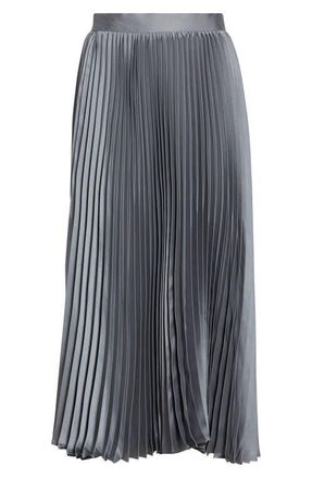 Jil Sander Metallic Fluid Twill Pliss&eacute; Midi Skirt in Volcanic Glass at Nordstrom, Size 6 Us