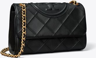 Tory Burch Womens Small Fleming Soft Convertible Shoulder Bag in Black, One Size