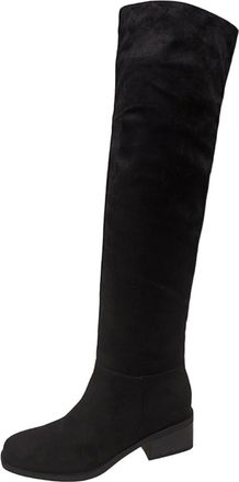 Generic Black Women Versatile Western Boots with Thick Base for Fall and Winter Wear Comfortable and Fashionable with Flock Construction