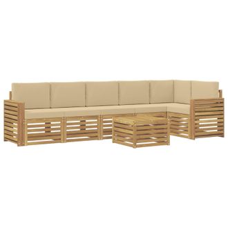 vidaXL Conjunto De Sof&aacute;s De Exterior 7 Uds. Y Beige Poli&eacute;ster Vidaxl