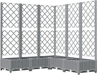 vidaXL Jardinera con enrejado pp gris claro 120x120x121,5 cm Vidaxl