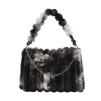 Generic Womens Plush Bags Tie-Dye Plush Underarm Bag Large Capacity Handbag Single Shoulder Autumn Winter City Simple Tote