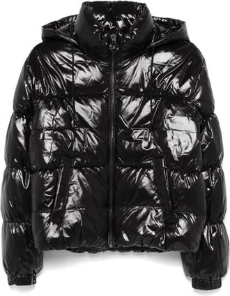 Michael Kors Zwarte High Shine Donsjas - Dames - Gewatteerde jassen - Zwart - L - Nylon - Jassen