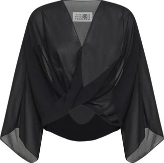 Maison Margiela Cropped Top - Dames - Blouses - Zwart - S - Polyester - Overhemden
