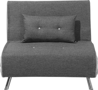 Beliani Sof&aacute; Cama Tapizado En Tela Gris Oscuro Cama Individual Plegable Silla Cama Farris