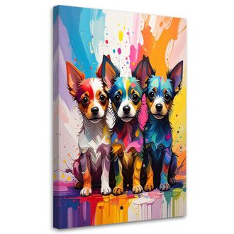 Feeby Cuadro En Lienzo, Perros Coloridos Animales, 70x100