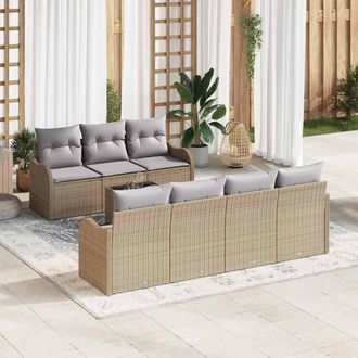 vidaXL Vidaxl - Set Divano Da Giardino 8 Pcs Beige, Grigio 55 X 55 X 37 Cm